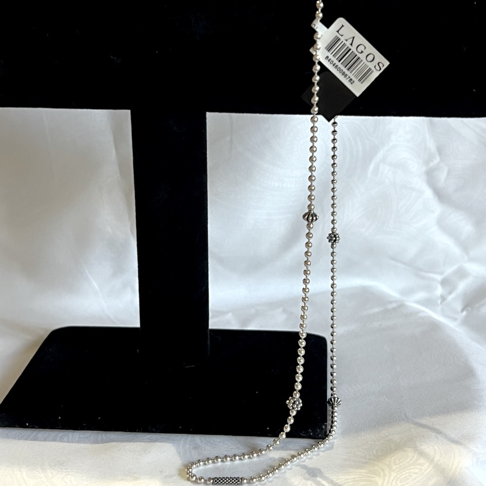 LAGOS; STERLING SILVER CAVIAR ELEMENT 2.5mm NECKLACE; BNWT